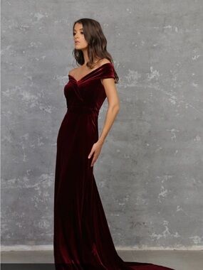 B Darlin Red Velvet Cowl Neck Maxi Dress